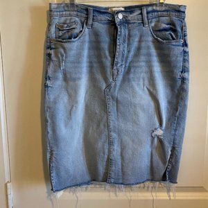 Kensie Distressed Blue Jean Pencil Skirt Size 6